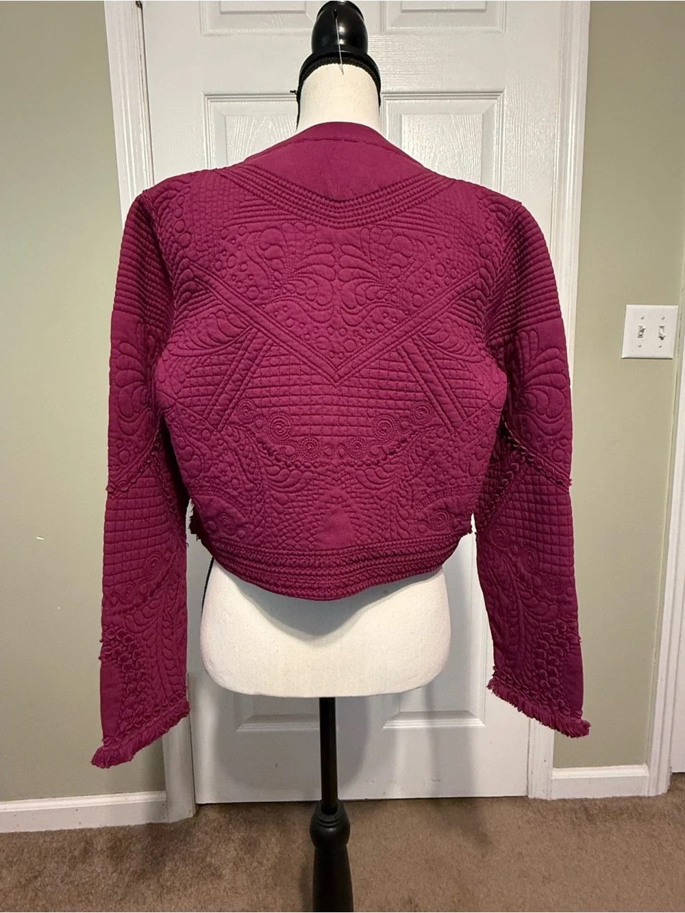Soft Surroundings Plum Open-Front Textured Knit Cardigan